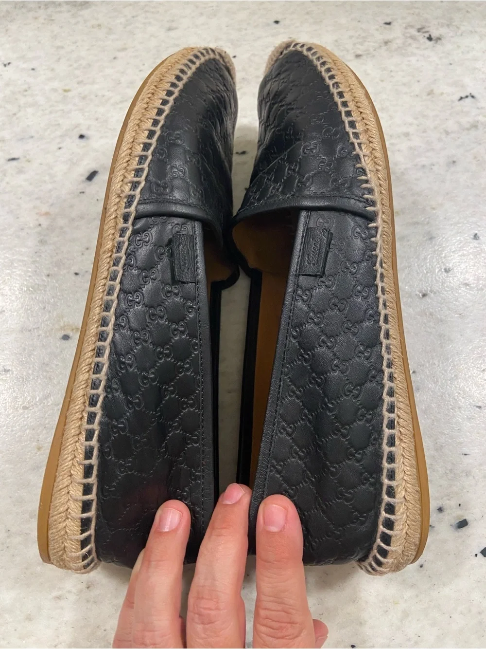 Gucci black microguccissima leather espadrilles size 41